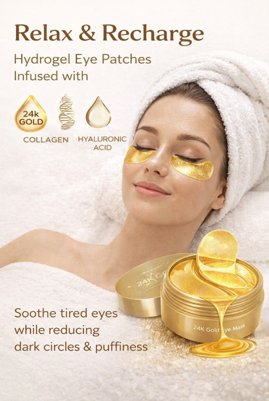 24K hydrogel Eye patches for dark circles and wrinkles with 24K gold (60 pieces)
