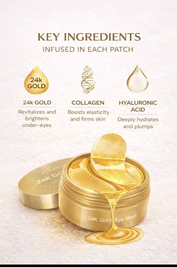 24K hydrogel Eye patches for dark circles and wrinkles with 24K gold (60 pieces)